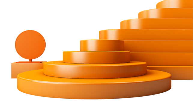 Abstract Orange Geometric Shapes Platform, Modern 3D Product Display Background for Studio Mockups, transparent background.