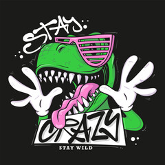 Cool Crazy Insane Dinosaur T-shirt Design