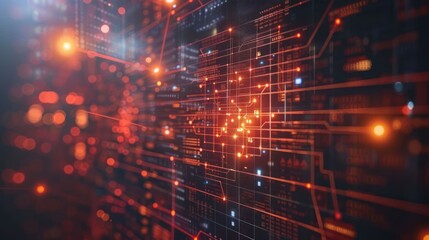 Fototapeta premium Abstract digital background with glowing circuits and lights, representing technology and innovation