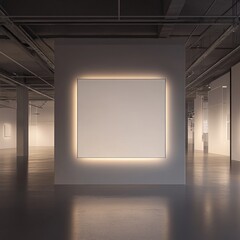 Modern art gallery, empty canvas, spotlight, interior design, exhibition space