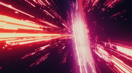 Obraz premium Neon Lightscape: A Digital Voyage Through a Futuristic City