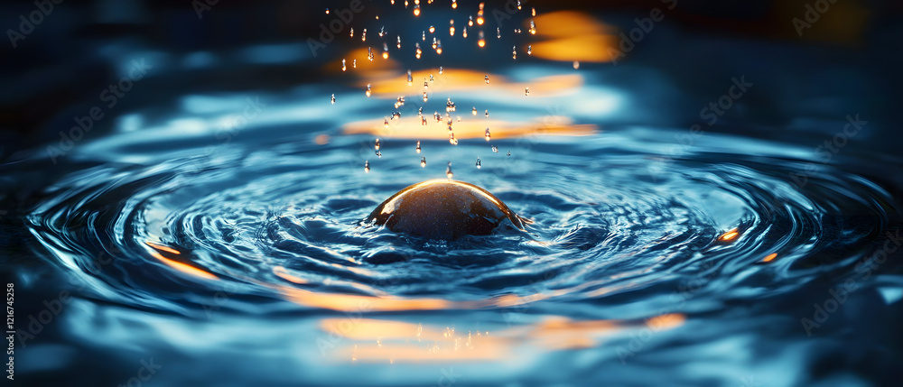Poster abstract visualization of a pebble dropped into water where the ripples represent the start of a cha