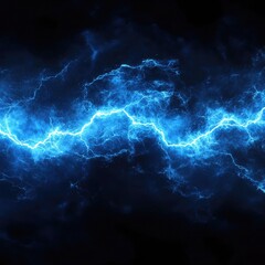 Abstract Blue Lightning Bolt With Sparks On Dark Background