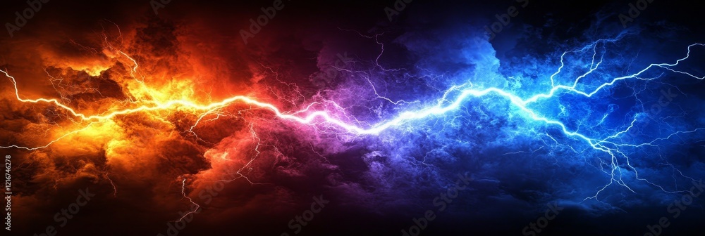 Poster vibrant lightning bolt patterns in cheerful colors representing energy creation and utilities