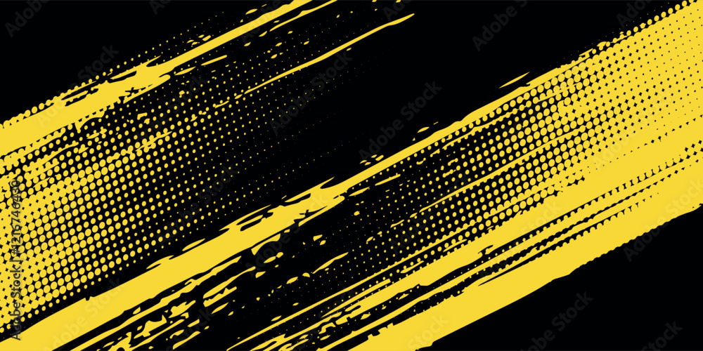 Poster dots halftone yellow and dark blue color pattern gradient grunge texture background. dots pop art sp