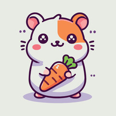 Adorable Cartoon Hamster Holding a Carrot