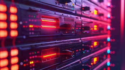 Close-up view of illuminated server racks in a data center showcasing technology in action (6)