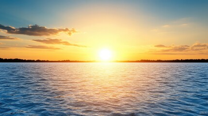 Obraz premium Serene Sunset over Calm Ocean Waters
