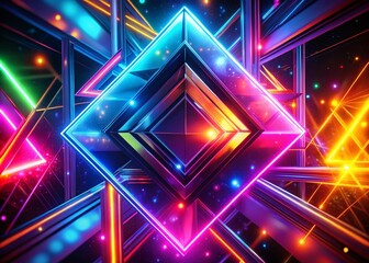 Obraz premium Abstract Geometric Banner, Low Light, Modern Design, Dark Background, Geometric Shapes