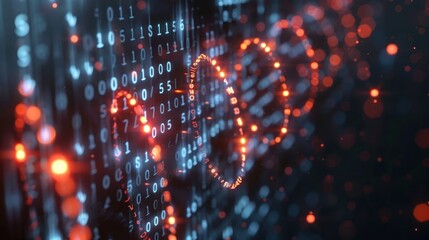 Obraz premium Abstract representation of binary data with glowing elements and a futuristic background