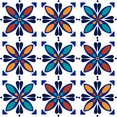 Fototapeta premium Vector illustration of an ethnic geometric pattern. Bohemian seamless pattern. Embroidery. Seamless traditional design pattern for fabrics, backgrounds, carpets, wallpapers, clothes, and pillowcases.