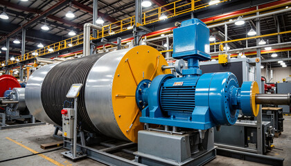 Industrial machinery in power plant workshop, detailed engineering