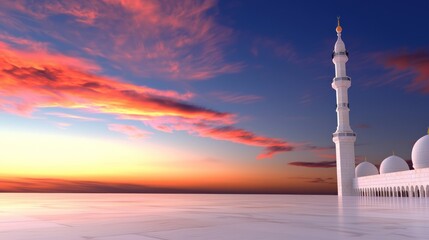 Obraz premium Serene Mosque Sunset