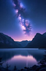 Vibrant Galaxy Sky Over Mountain Lake Mobile Wallpaper

