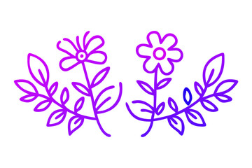 Botanical line background with flowers and leaves. Floral foliage pattern