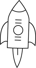 Startup Rocket Line Icon. System booster vector sign, isolated on transparent background. Rocket launch symbol. Editable stroke.