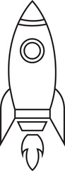 Startup Rocket Line Icon. System booster vector sign, isolated on transparent background. Rocket launch symbol. Editable stroke.