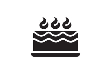 simple and subtle vector silhouette of birthday cake in black and white, set against a white background. 