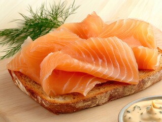 Delicious Smoked Salmon on Toast Kitchen Food Photography Bright Close-Up Culinary Delight