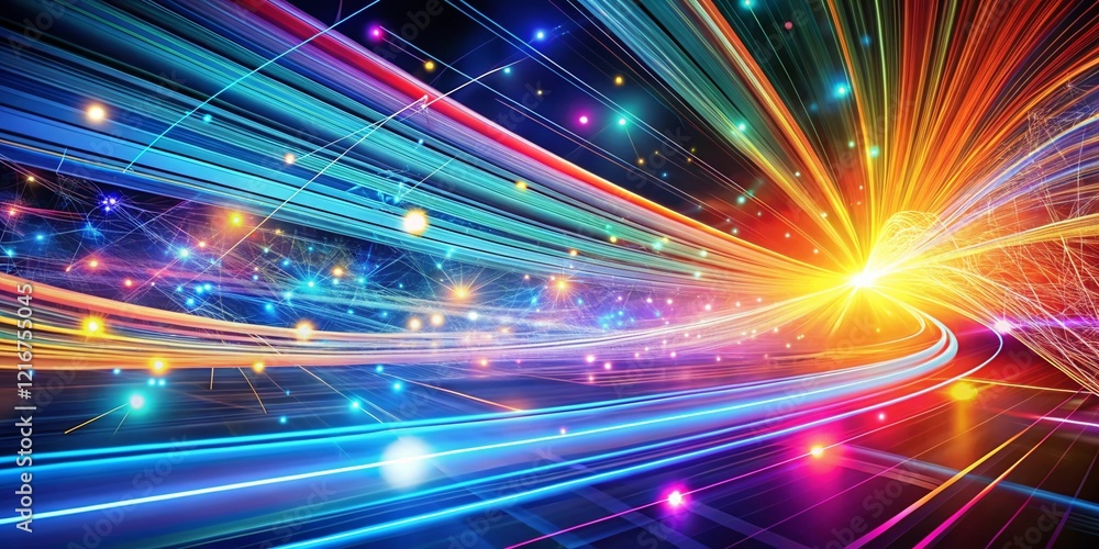 Poster abstract high-speed technology background: futuristic digital network data stream