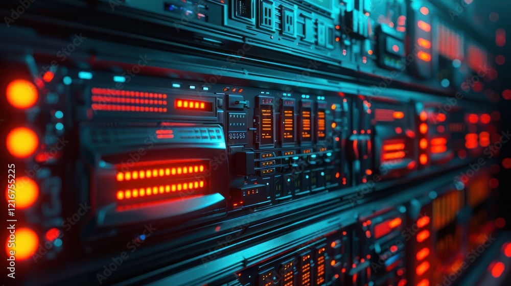 Aufkleber futuristic data center with illuminated server racks showcasing technology and connectivity
