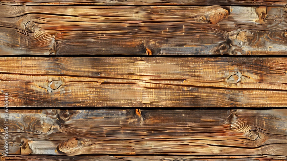 Aufkleber a rustic wooden plank background with a weathered and worn texture, featuring knots and grain patter