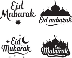 collection of Eid-related graphics, predominantly in the form of textual designs.