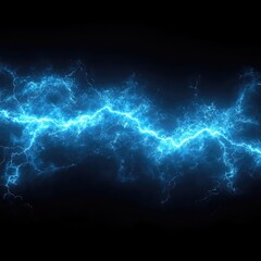 Abstract Blue Electrical Energy Flowing On Black Background
