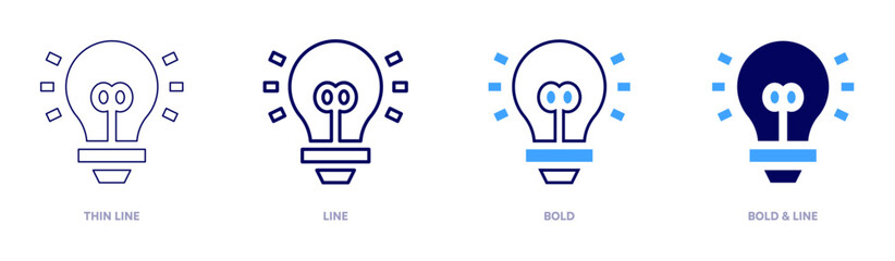 Change idea icon in 4 different styles. Thin Line, Line, Bold, and Bold Line. Duotone style. Editable stroke