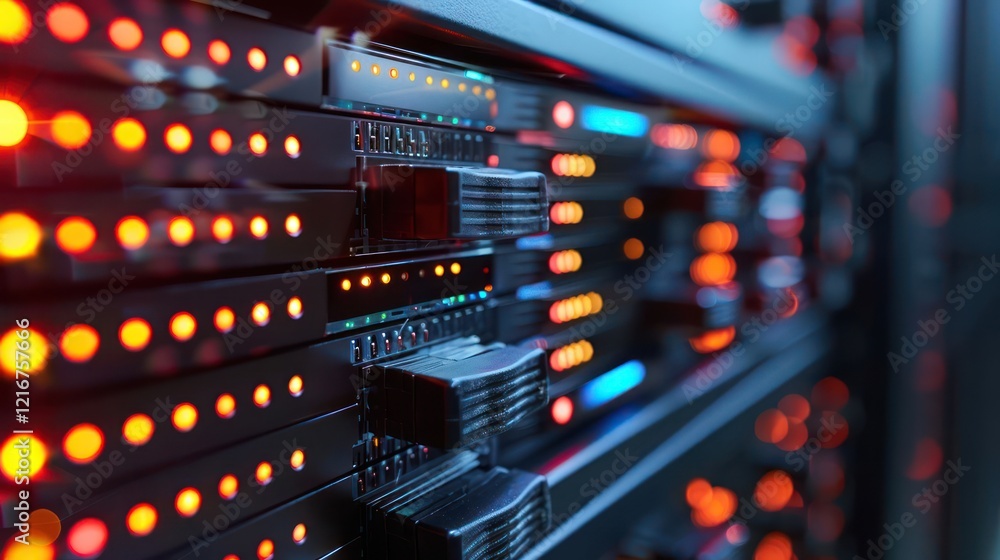 Aufkleber close-up view of illuminated server racks showcasing vibrant led indicators in a data center (2)