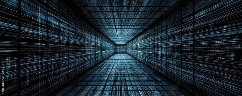 Poster abstract digital corridor futuristic data stream technology background cyberspace tunnel