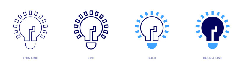 Focus idea icon in 4 different styles. Thin Line, Line, Bold, and Bold Line. Duotone style. Editable stroke