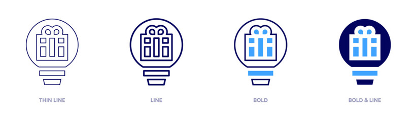 Gift idea icon in 4 different styles. Thin Line, Line, Bold, and Bold Line. Duotone style. Editable stroke