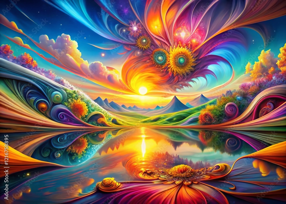 Aufkleber abstract morphing shapes: dynamic colorful transformations