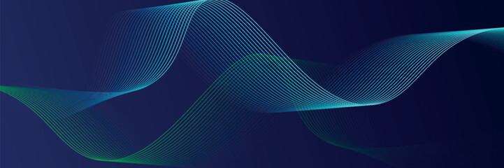 Naklejka premium Abstract glowing wave lines on dark blue background. Dynamic wave pattern. Modern flowing wavy lines. Futuristic technology concept.