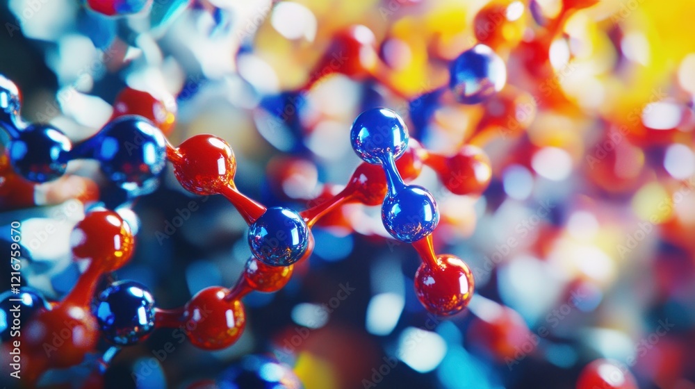 Poster abstract molecular structure: a vibrant 3d rendering of interconnected atoms