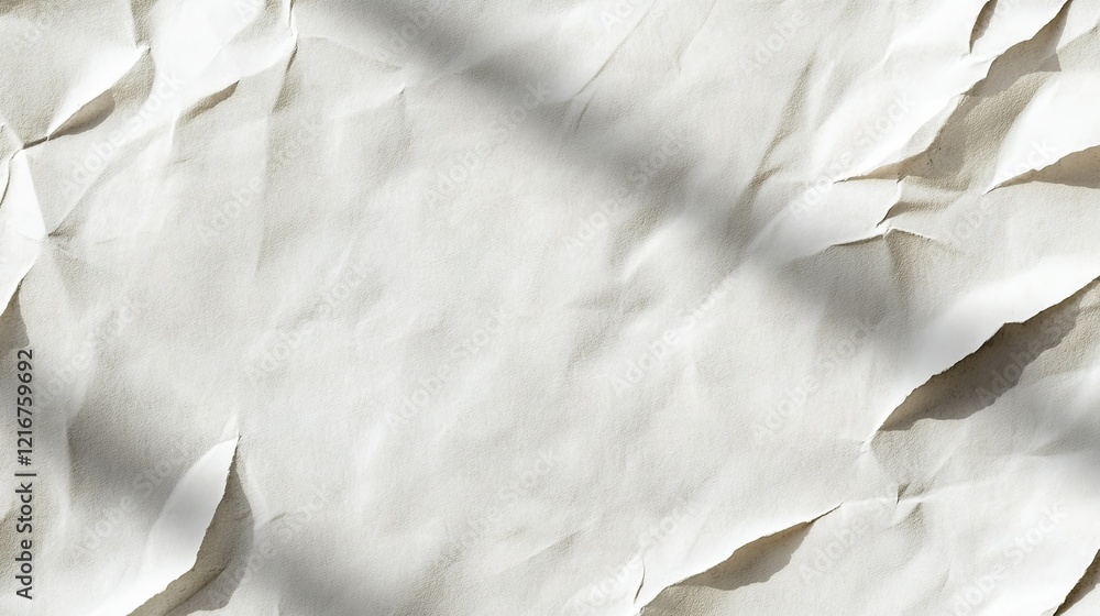 Poster abstract blank white paper poster texture with visible creases and soft shadows for a minimalist aes