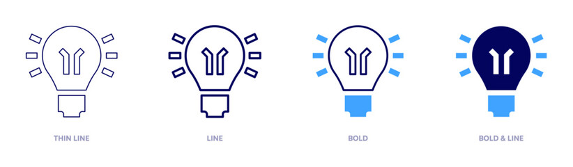 Interaction idea icon in 4 different styles. Thin Line, Line, Bold, and Bold Line. Duotone style. Editable stroke