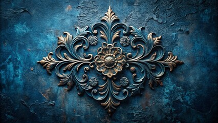 Abstract Navy Blue Grunge Decorative Relief Texture Background with Copy Space