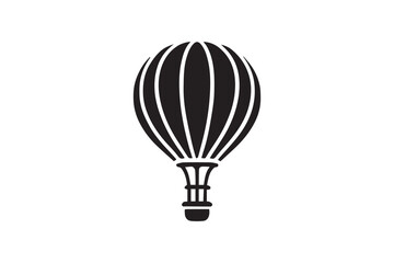 Obraz premium simple and subtle vector silhouette of hot air balloon in black and white, set against a white background. 