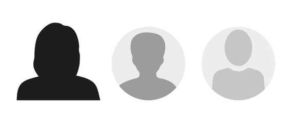 Vector flat illustration. Icons of man and woman. Avatar, user profile, person icon, profile picture. Suitable for social media profiles, icons, screensavers and as a template. Business concept.