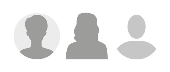 Vector flat illustration. Icons of man and woman. Avatar, user profile, person icon, profile picture. Suitable for social media profiles, icons, screensavers and as a template. Business concept.