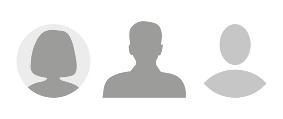 Vector flat illustration. Icons of man and woman. Avatar, user profile, person icon, profile picture. Suitable for social media profiles, icons, screensavers and as a template. Business concept.