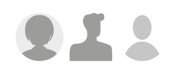 Vector flat illustration. Icons of man and woman. Avatar, user profile, person icon, profile picture. Suitable for social media profiles, icons, screensavers and as a template. Business concept.