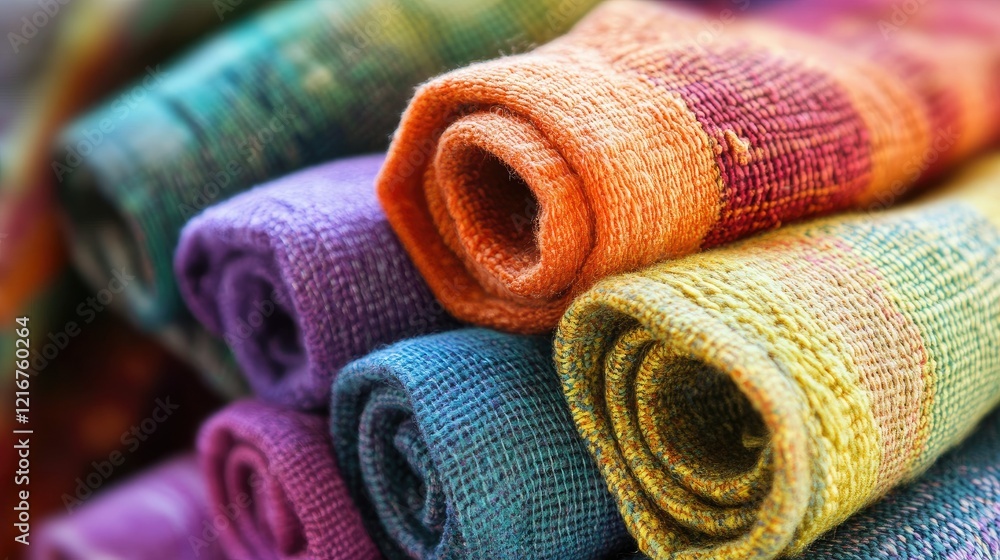 Poster abstract view of folded cotton towel fabric, emphasizing soft texture and natural weaving patterns