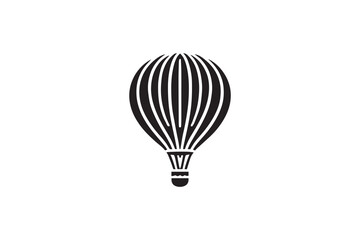 Obraz premium simple and subtle vector silhouette of hot air balloon in black and white, set against a white background. 