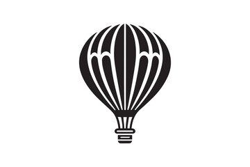 Naklejka premium simple and subtle vector silhouette of hot air balloon in black and white, set against a white background. 
