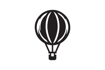 Obraz premium simple and subtle vector silhouette of hot air balloon in black and white, set against a white background. 