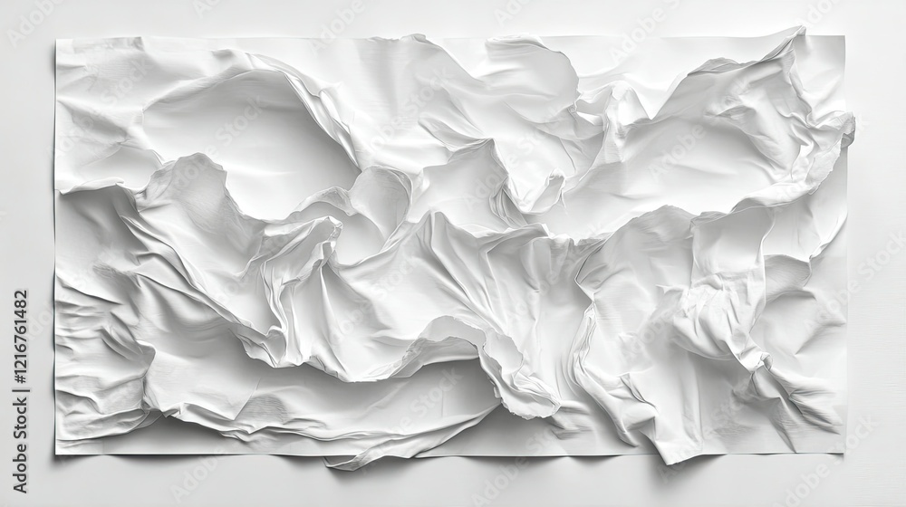 Poster blank white crumpled paper poster texture with subtle creases and folds, creating a simple and abstr
