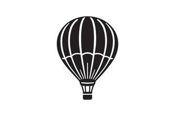 Obraz premium simple and subtle vector silhouette of hot air balloon in black and white, set against a white background. 